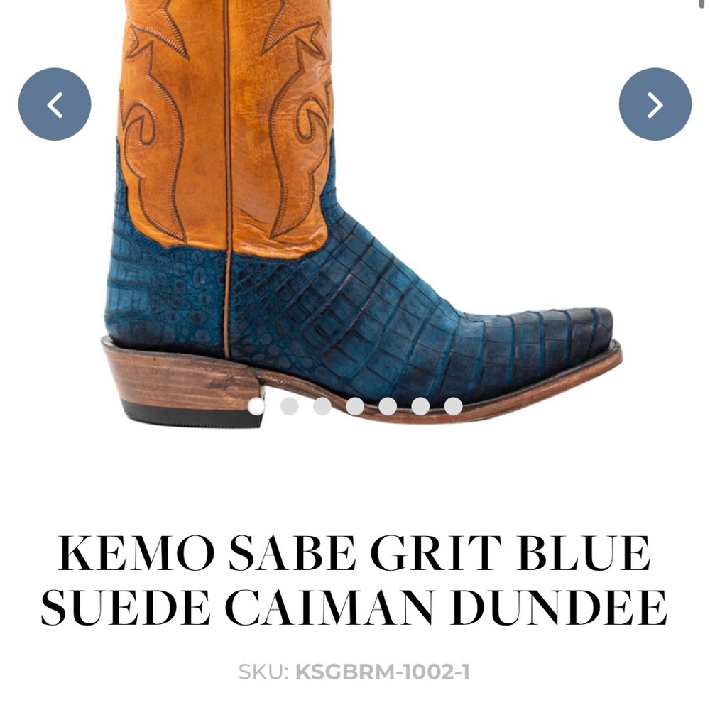 Kemo Sabe Blue Suede Caiman Boots